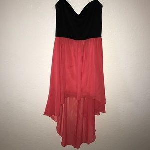 Black and pink high low dress
