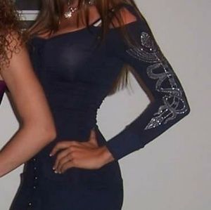 SALVAGE Cold Shoulder Long Sleeve Mini/Short Dress