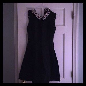 Kate spade black dress with Leopard print collar