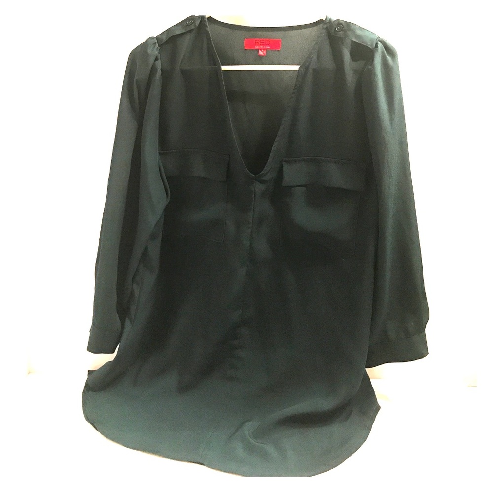 Forest green Saks Fifth Avenue RED blouse