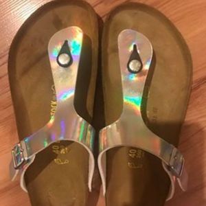 Holographic Size 40 Birkenstocks