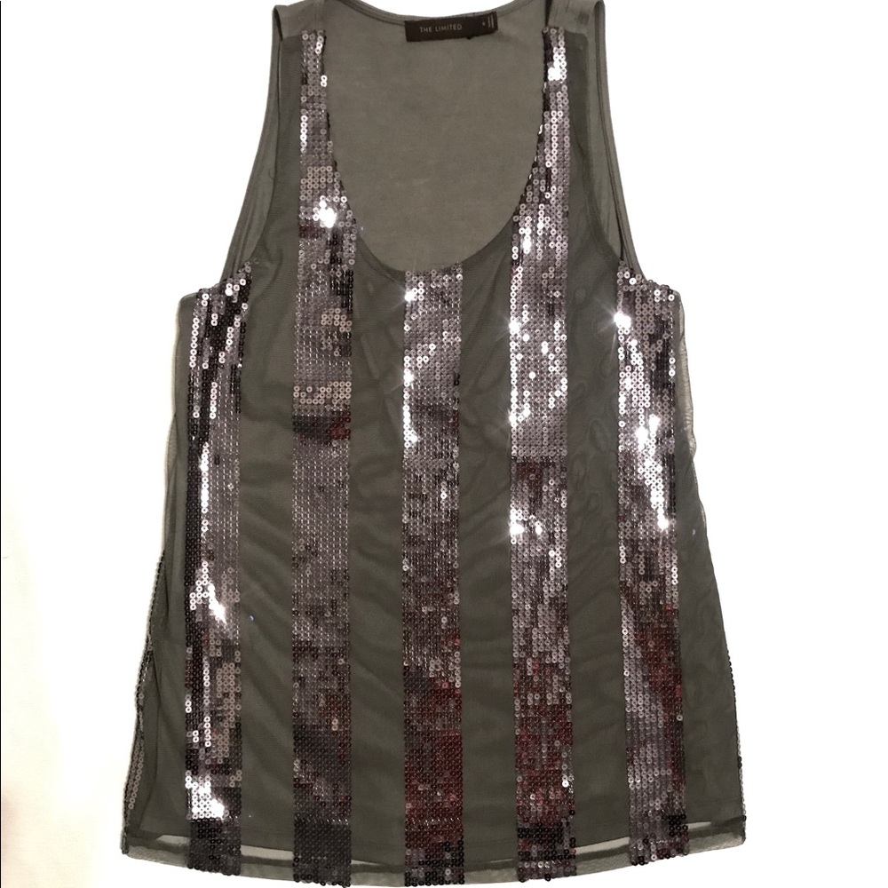 The Limited - Sequin Gray Crewneck Tank