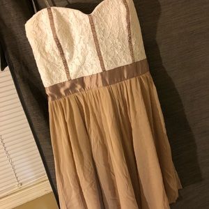 Cream and khaki (tan) dress