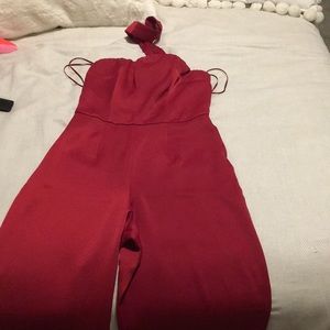 Bright red jumpsuit