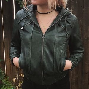 Green Leather (Pleather) Jacket