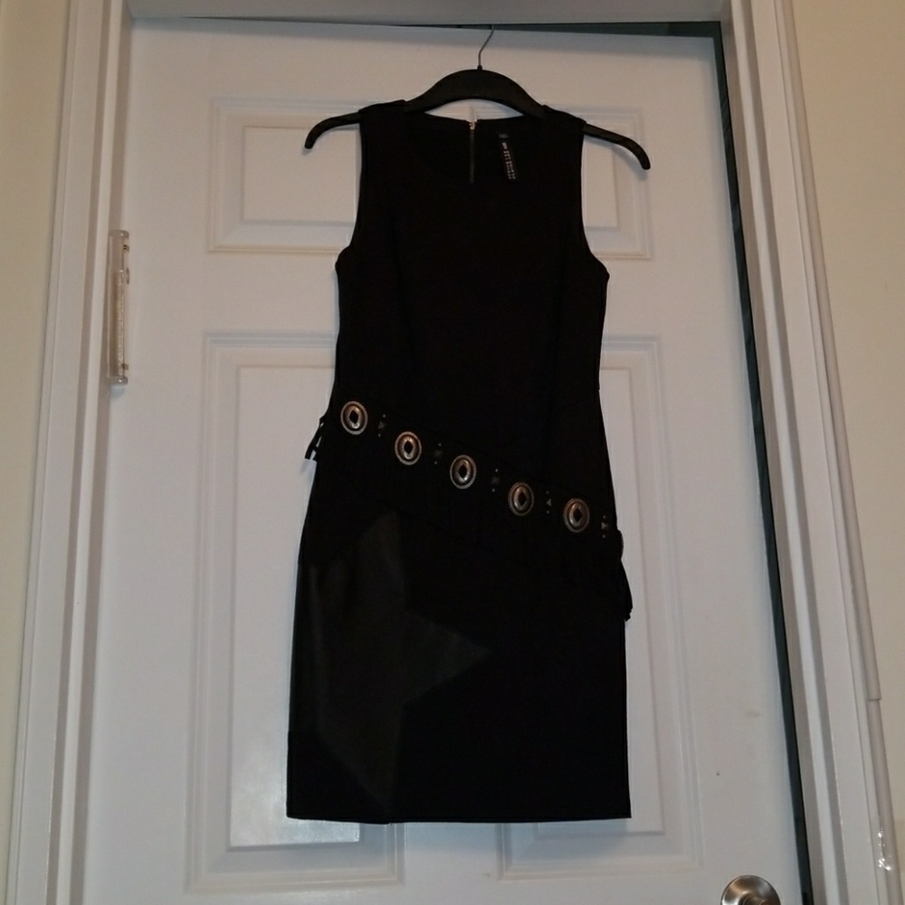 Black Suede Fridge With Leather Patch Sheath Dress - image 1