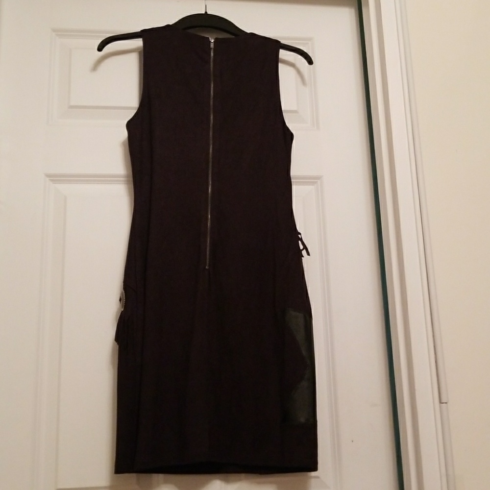 Black Suede Fridge With Leather Patch Sheath Dress - image 3