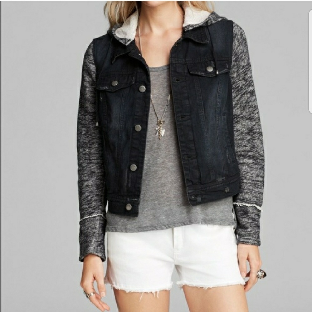 Free People • Distressed Dark Denim Jacket