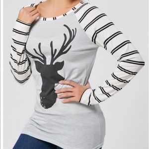 Striped Elk Raglan Shirt