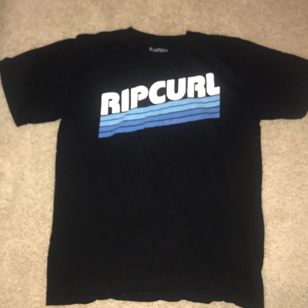 Black rip curl t shirt with white letters