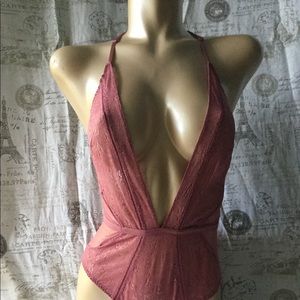 💖NWT  VS Very Sexy Plunge Garter Teddy Pink Blush