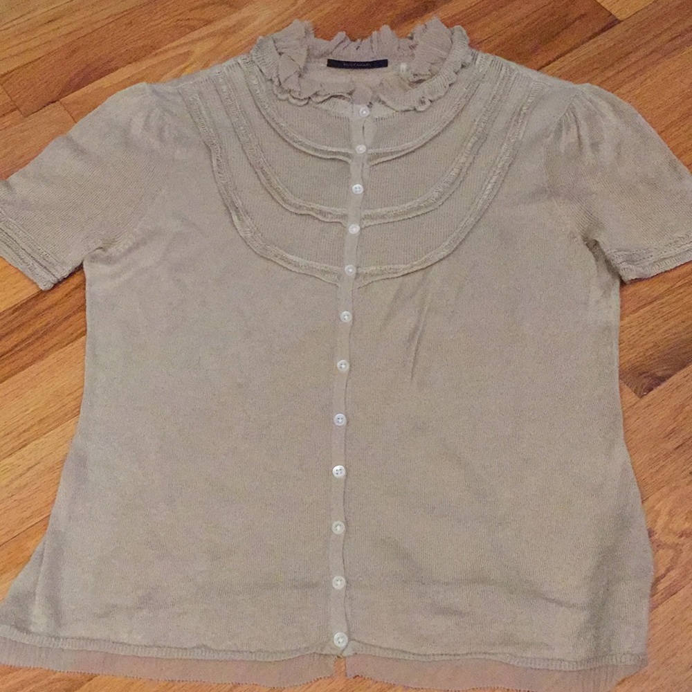 Elie Tahari lightweight tan-beige linen/silk knit