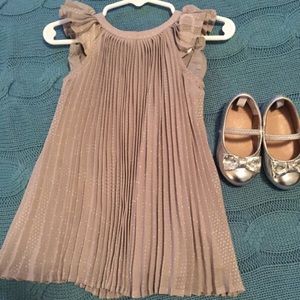 Silver holiday accordion party dress flutter