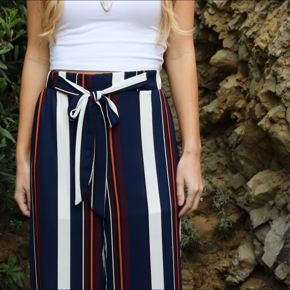 striped wide leg pants - Picture 4 of 5