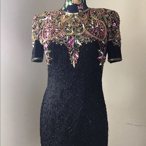 LAURENCE KAZAR Sequins Cocktail Dress beaded VNTG