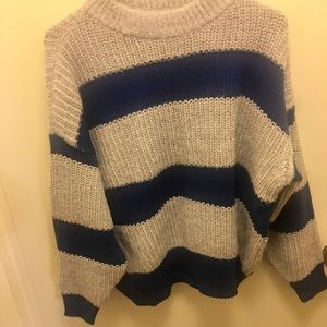 Striped batwing-sleeve sweater