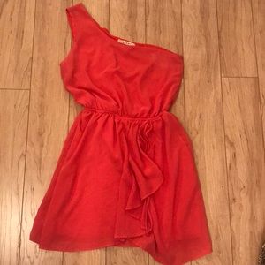 Beautiful One Shoulder Salmon Dress