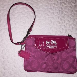 Coach hot pink wristlet