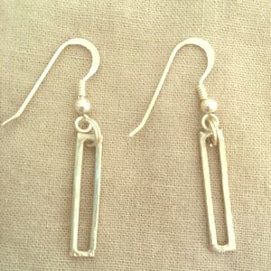 Simple Silver dangle rectangular earrings