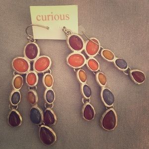 Colorful curious brand earrings- never been worn!