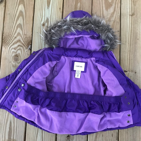 Cherokee Girls Jacket Kids Purple Puffer Jacket - Picture 5 of 8