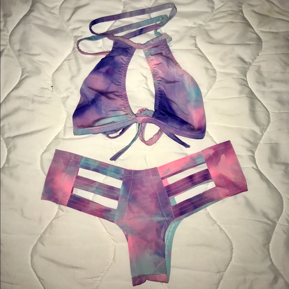 Cotton Candy Halter Top and Cut out bottoms