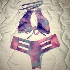 Cotton Candy Halter Top and Cut out bottoms