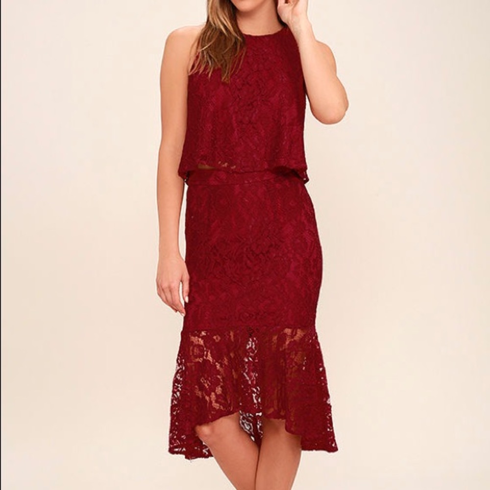 Lulu’s Le Grand Amour Dark Red Two Piece Set