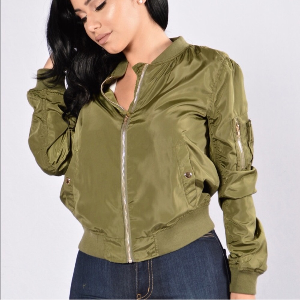 Olive green bomber jacket