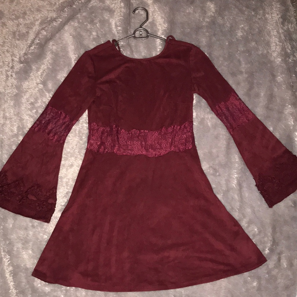 Maroon velvet dress