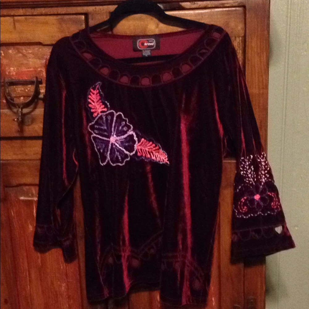 Velvet embroidered tunic size xl