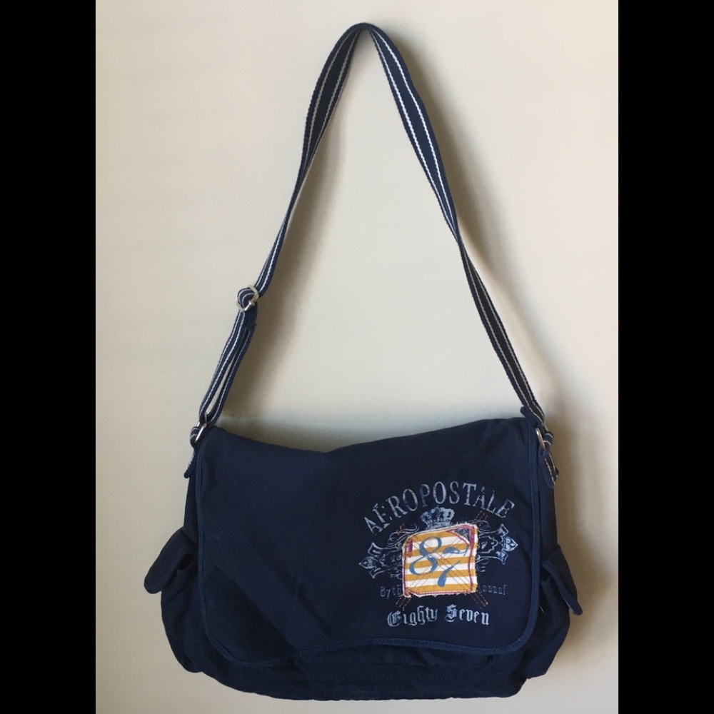 Aeropostale 1987 Canvas Computer Satchel/Bag/Navy