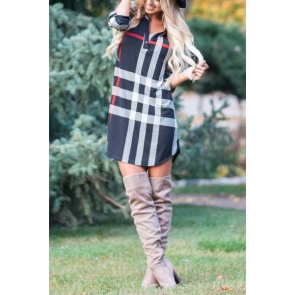 Black Plaid dress pair with knee high boots! Last1 - Picture 2 of 3