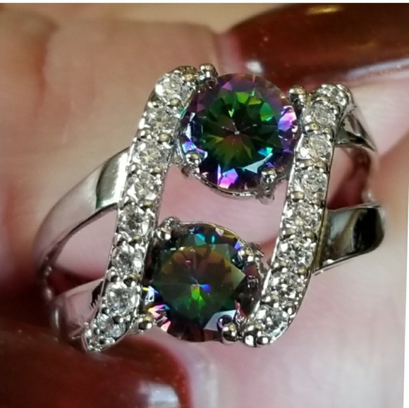 Genuine 6ct Rainbow Topaz Ring Size 22