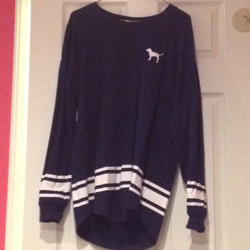 PINK Long Sleeve Navy Top