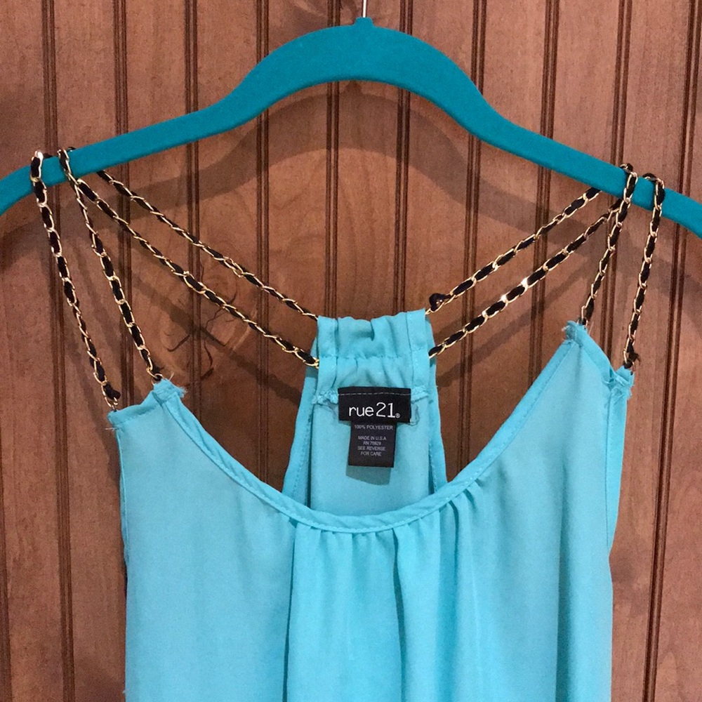 Turquoise Racerback Blouse/Tank - Picture 2 of 3