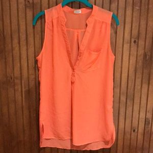 Coral High-Low Sleeveless Portofino Shirt