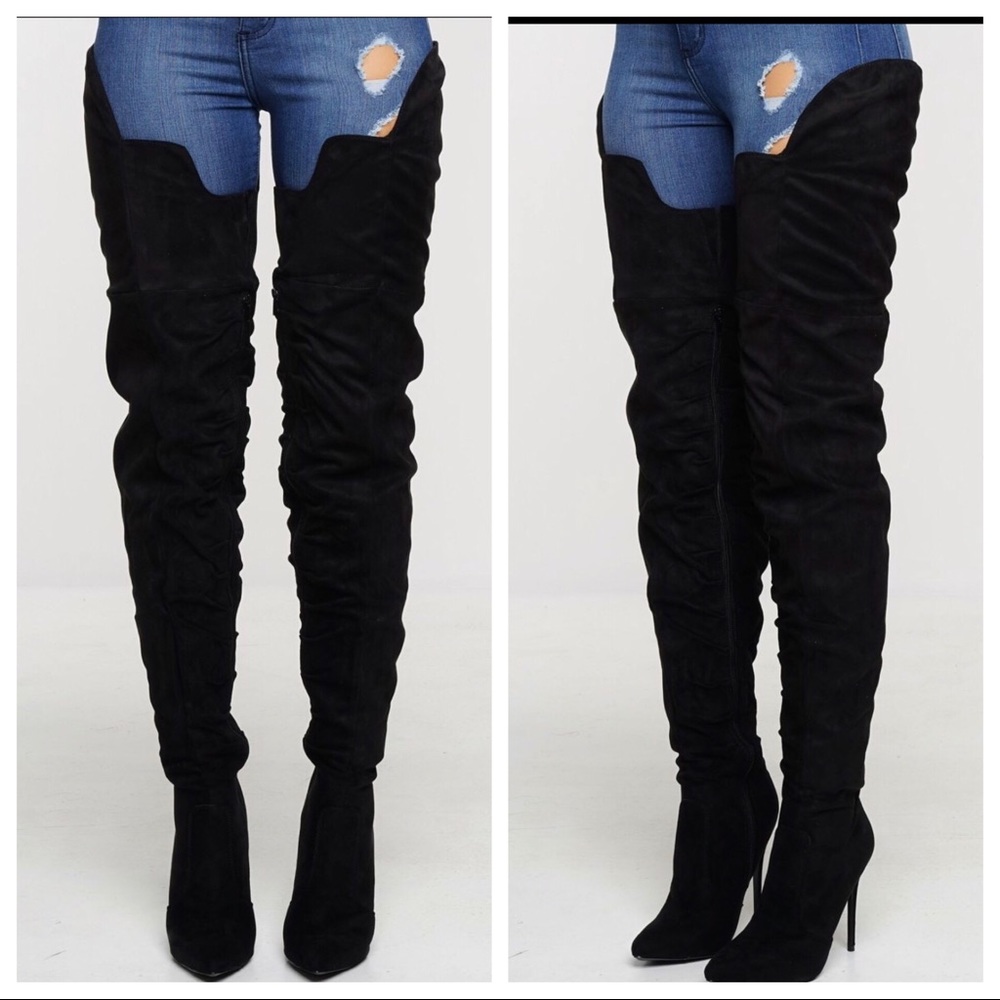 Thigh high black boots