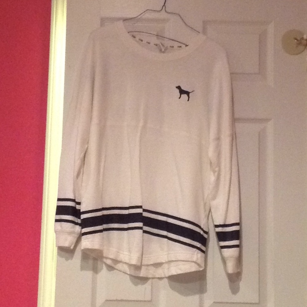 PINK Black and White Long Sleeve Top