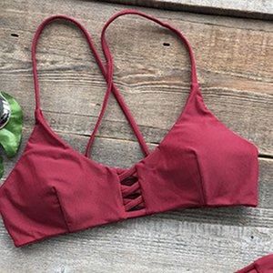 NWT Cupshe Wine and Coffee Lace Bikini Set