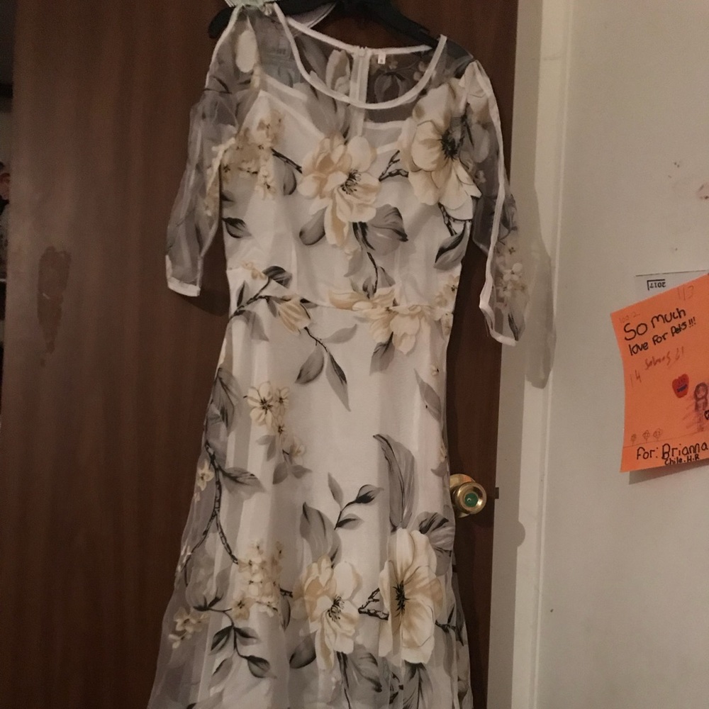 White dress with flowers