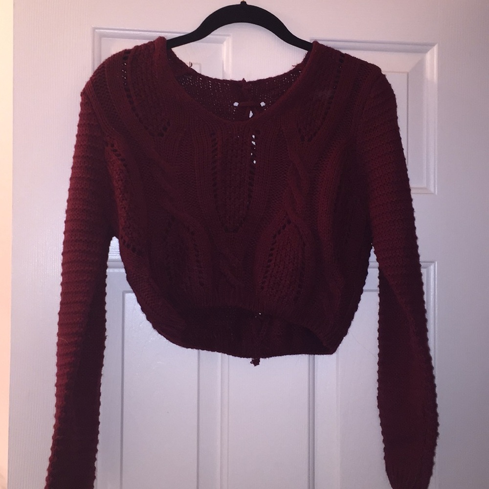 maroon cropped sweater