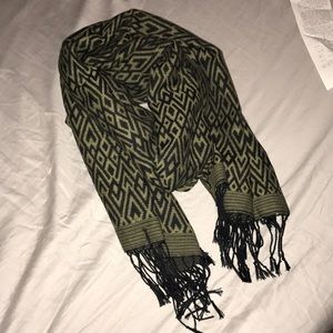 Olive and black tribal print scarf