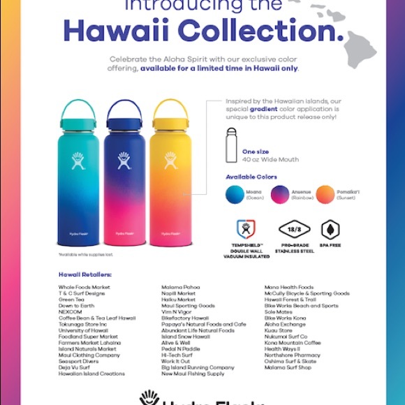 Exclusive Hawaii Edition Ombre Hydroflask 40 Ounce - Picture 5 of 8