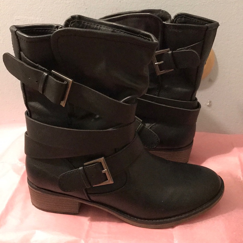 black leather boots. PRICE DROP