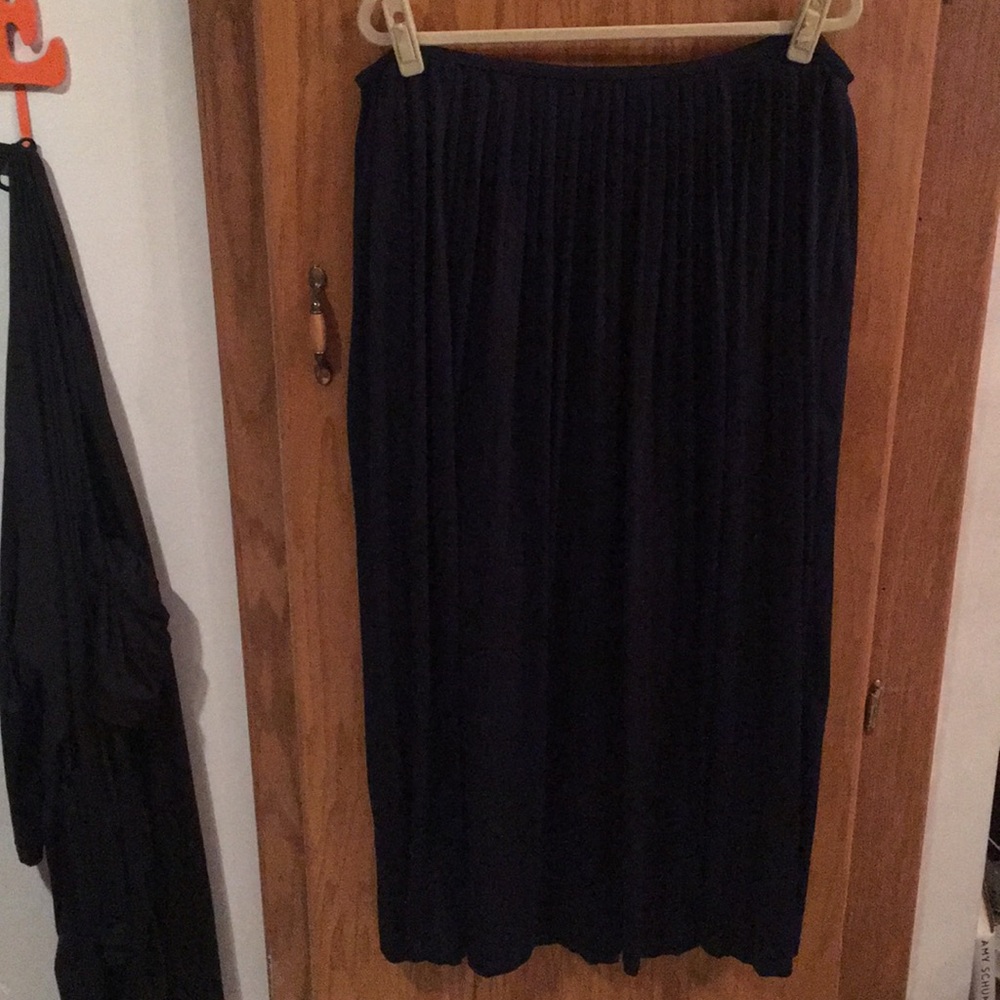 Pleated Navy Maxi Skirt