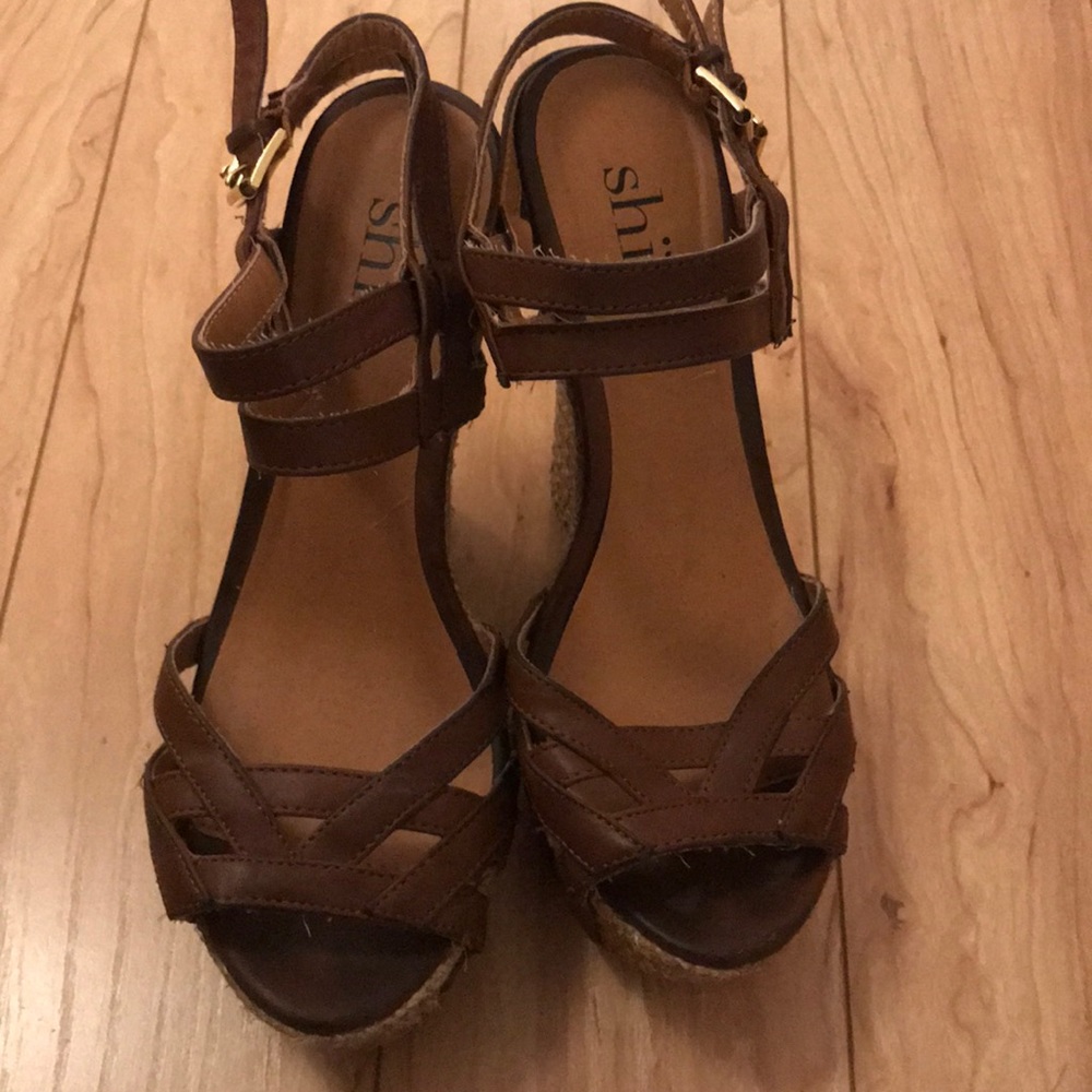Brown Bohemian Wedges by Shi