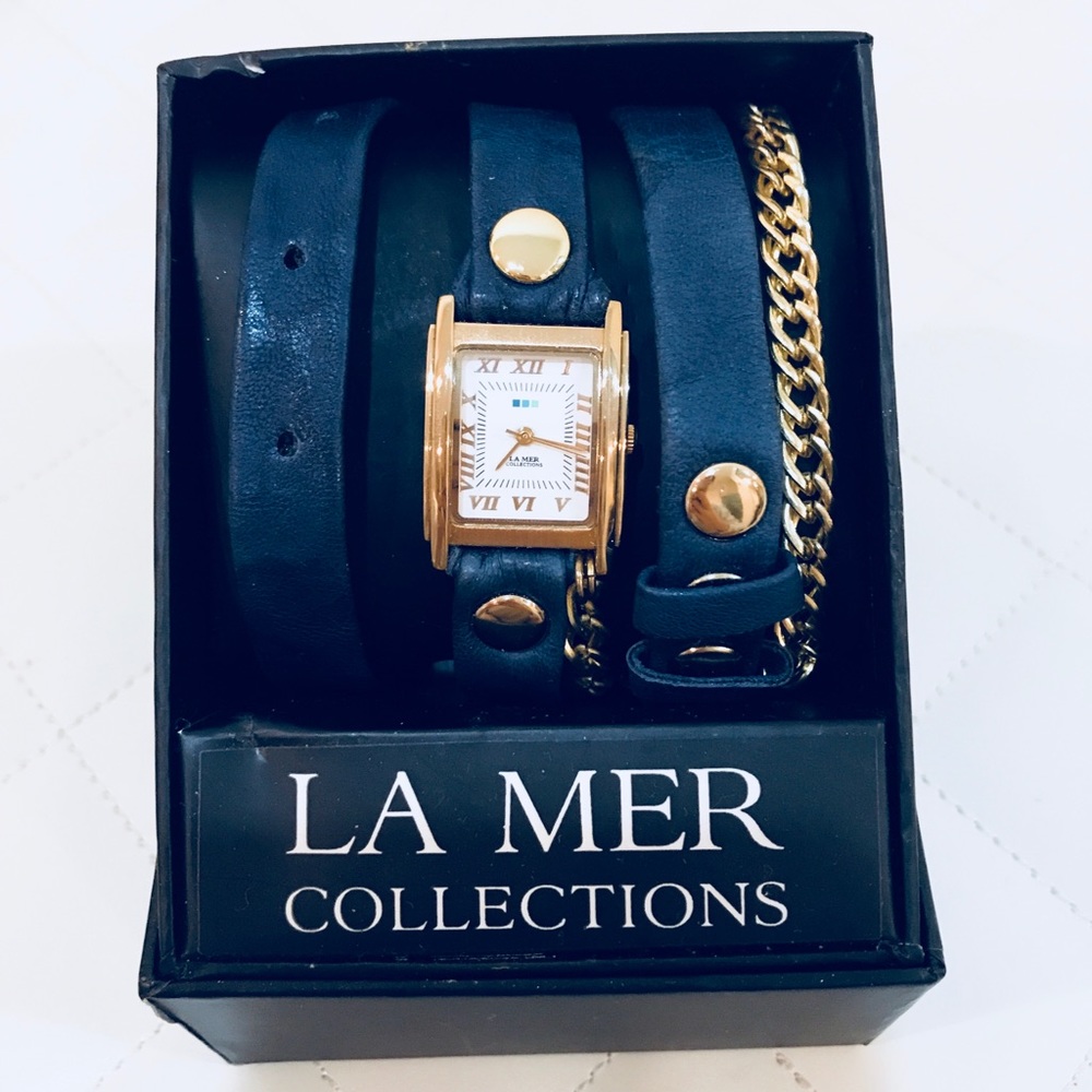 La Mer Wrap Around Leather & Gold Watch