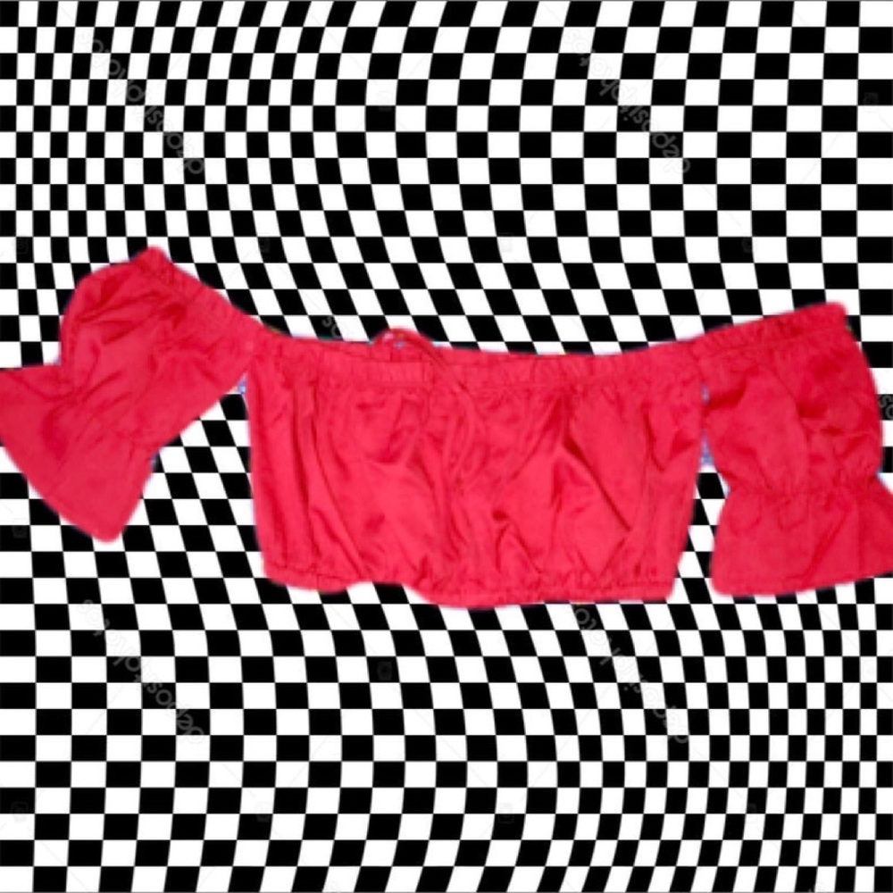 Red Off the Shoulder Crop Top
