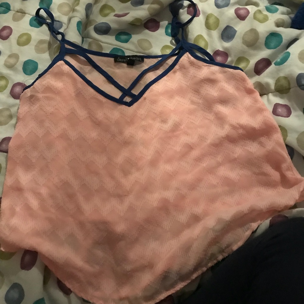 Pink top with blue stripes